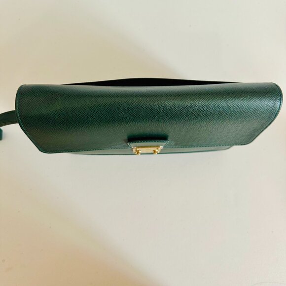 LOUIS VUITTON GREEN EPI LEATHER POCHETTE SELLIER DRAGONNE CLUTCH WRISTLET - Picture 6 of 16